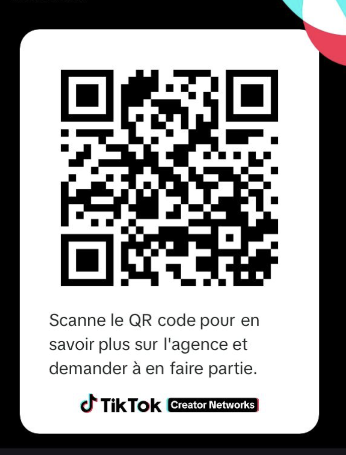 QR code TikTok Creator Networks pour découvrir Ingency Live et demander à rejoindre l’agence